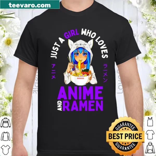 Graphic t-shirt for girls featuring anime and ramen theme