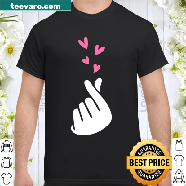 Shirt featuring the Korean finger heart gesture designed for K-pop fans