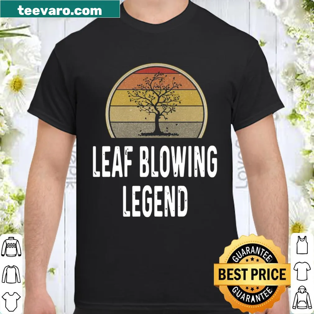 Shirt with whimsical design celebrating lawn care and leaf blowing