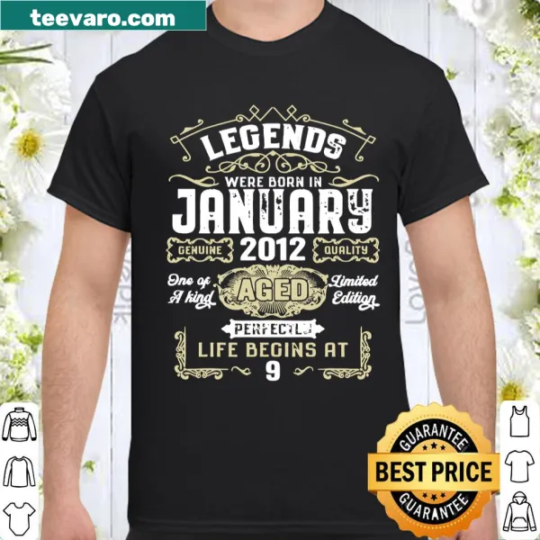 Birthday shirt with text celebrating January 2012 legends