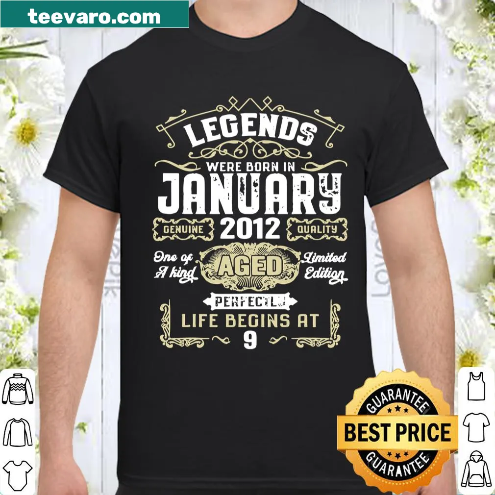Birthday shirt with text celebrating January 2012 legends