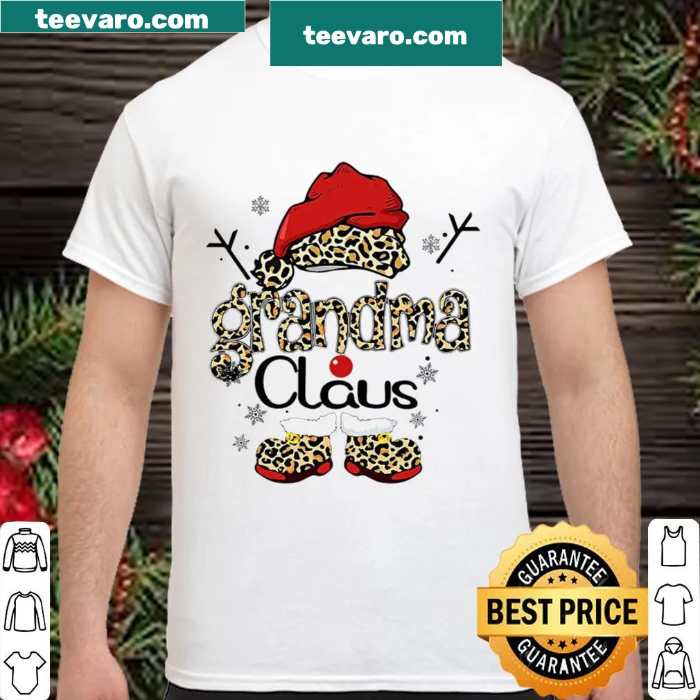 Leopard print Grandma Claus Christmas shirt