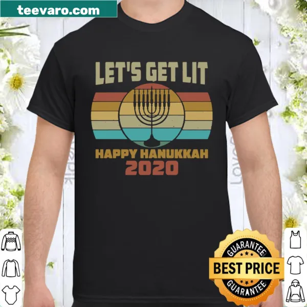 Shirt celebrating Hanukkah with 'Let's Get Lit' text