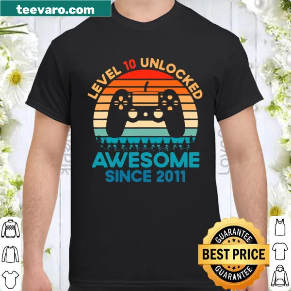 Level 10 Unlocked T-shirt celebrating a child's 10th birthday