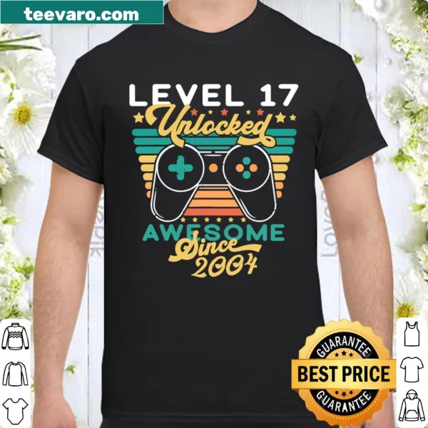 Birthday shirt with the phrase 'Level 17 Unlocked' celebrating turning 17.