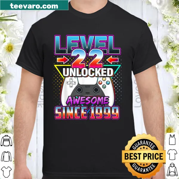 Level 22 Unlocked birthday shirt for gamers with playful design