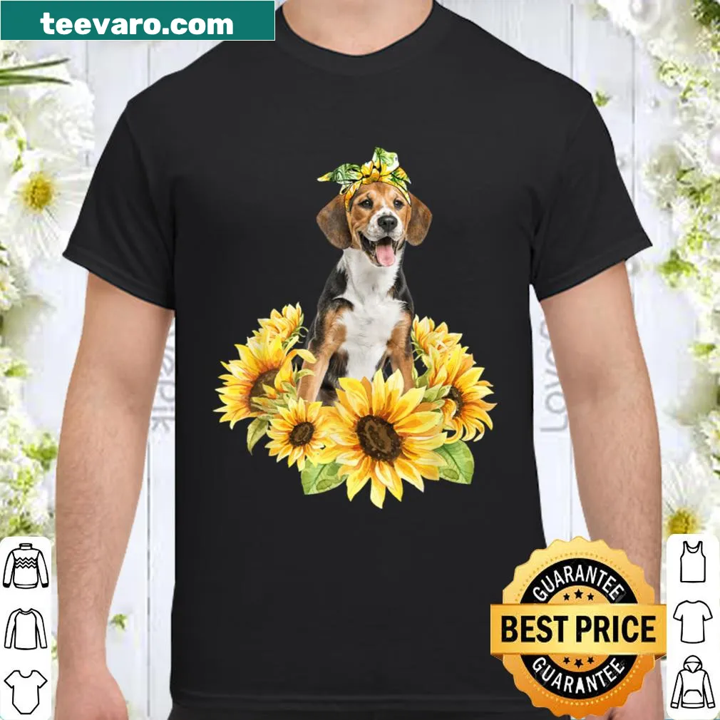 Beagle and sunflower illustration on a shirt for dog lovers