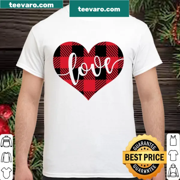 Vintage style shirt with heart, buffalo plaid, and XOXO design