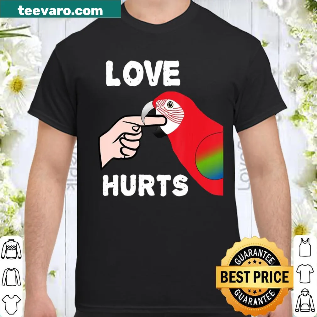 Valentine's Day shirt with a Greenwing Macaw and love theme