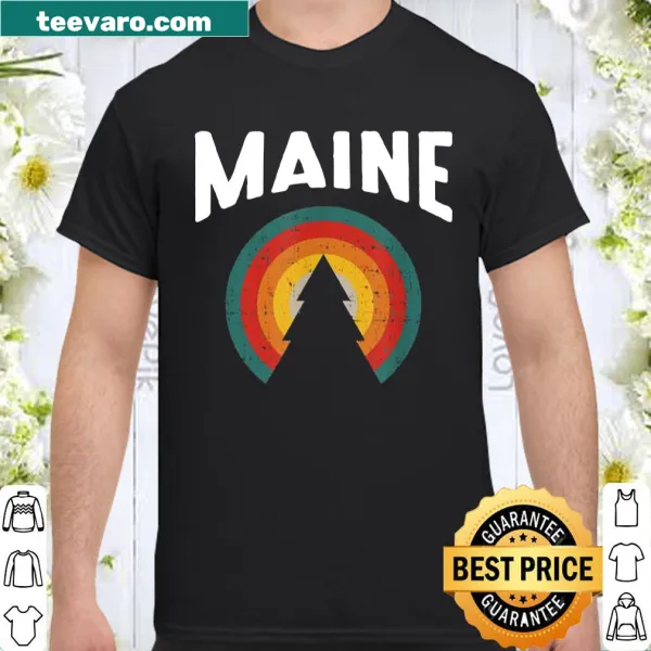 Vintage shirt featuring a sunset over a Maine landscape