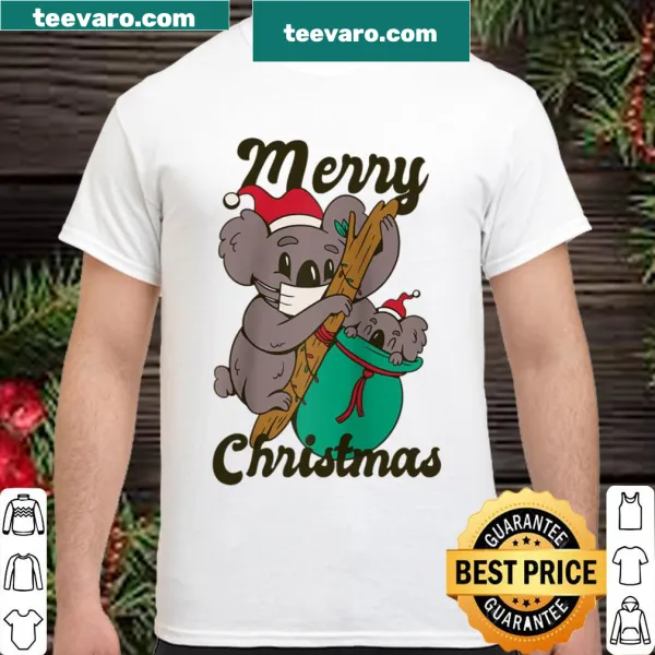 Cute koala with Christmas attire on a raglan tee