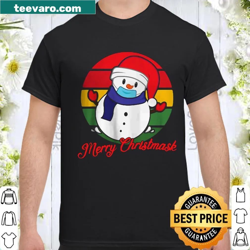 Cute Christmas snowman illustration with social distancing theme