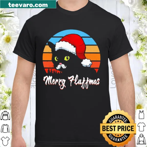 Cute black cat Christmas shirt with Santa hat