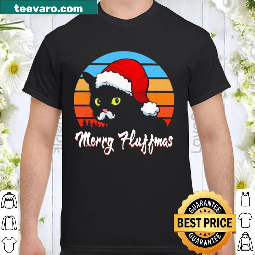 Cute black cat Christmas shirt with Santa hat