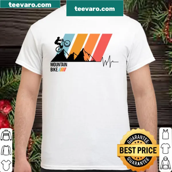 Mountain bike heartbeat graphic on a cycling-themed shirt