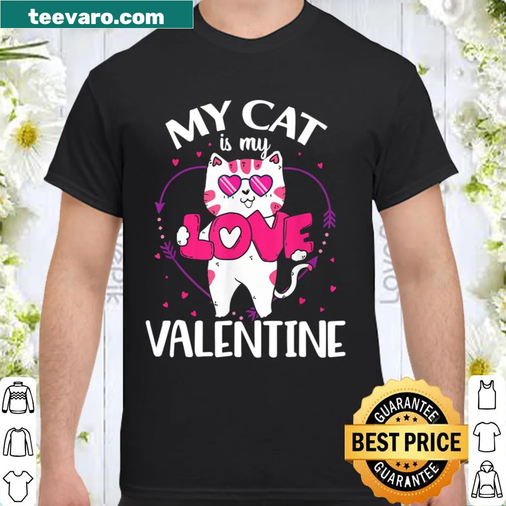 Cat-themed graphic with heart and text declaring it as a Valentine