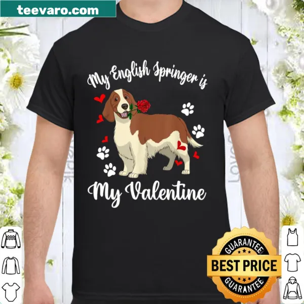 English Springer Spaniel illustration with heart declaring it as a Valentine