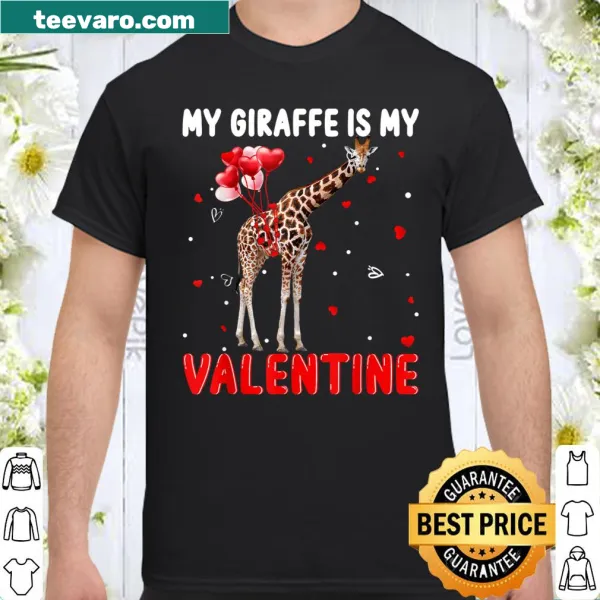Whimsical Giraffe Valentine-themed T-shirt for animal lovers