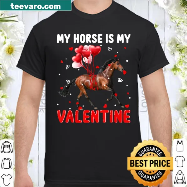 Cute horse illustration surrounded by hearts on a shirt