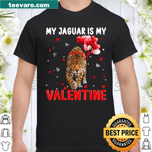 Shirt with a cute jaguar and hearts for animal lovers
