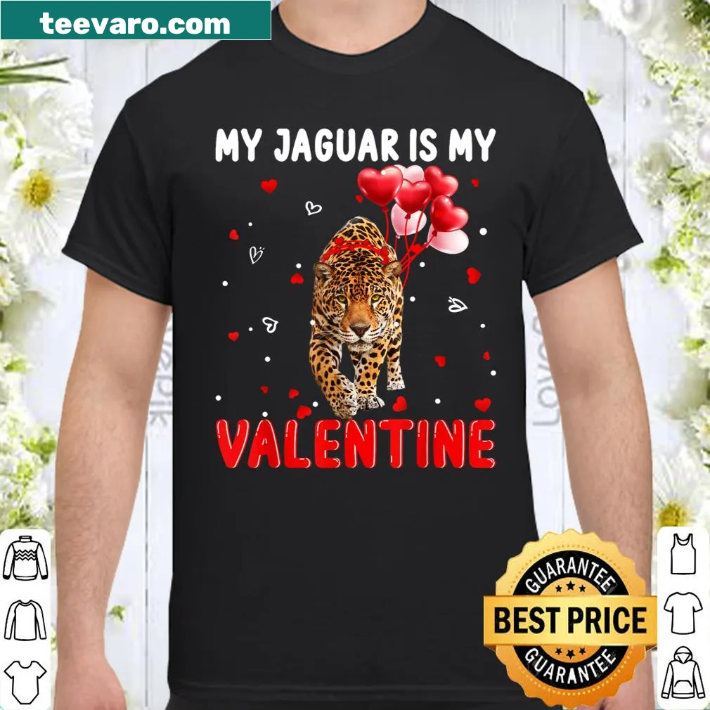 Shirt with a cute jaguar and hearts for animal lovers