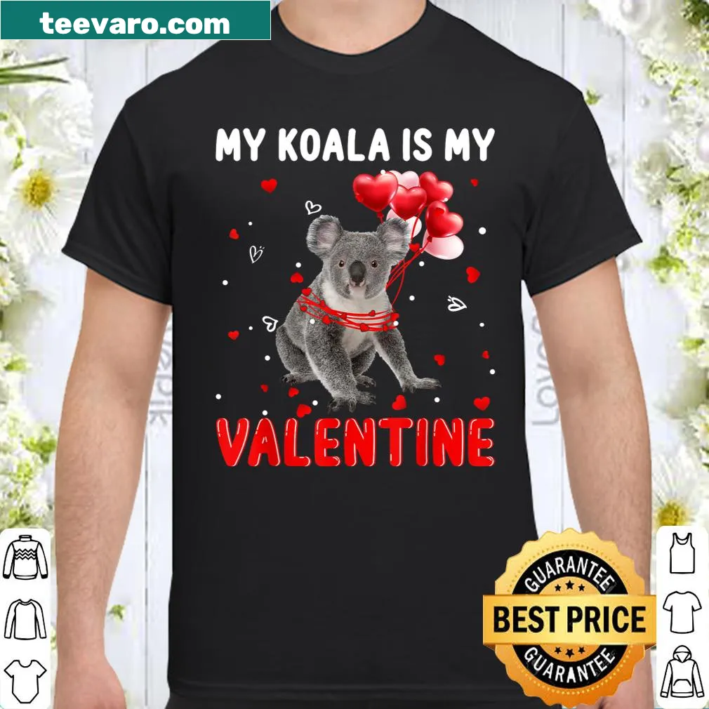 Cute koala hugging a heart on a shirt