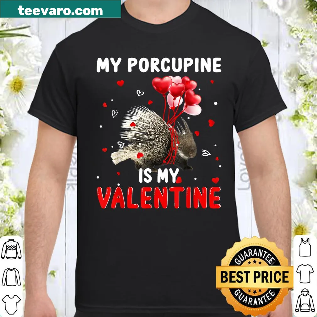 Graphic tee with 'My Porcupine Is My Valentine' text and a porcupine illustration