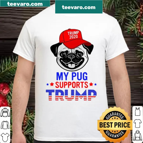 Cute pug with American flag supporting Trump graphic