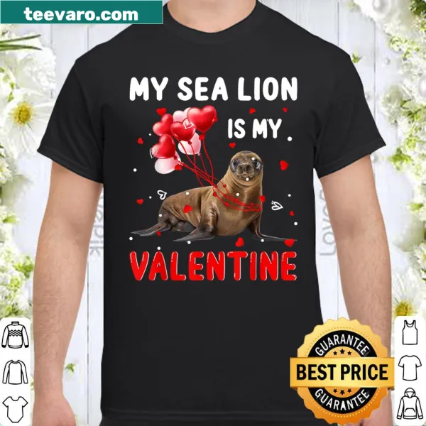 Cute sea lion graphic with hearts on a shirt