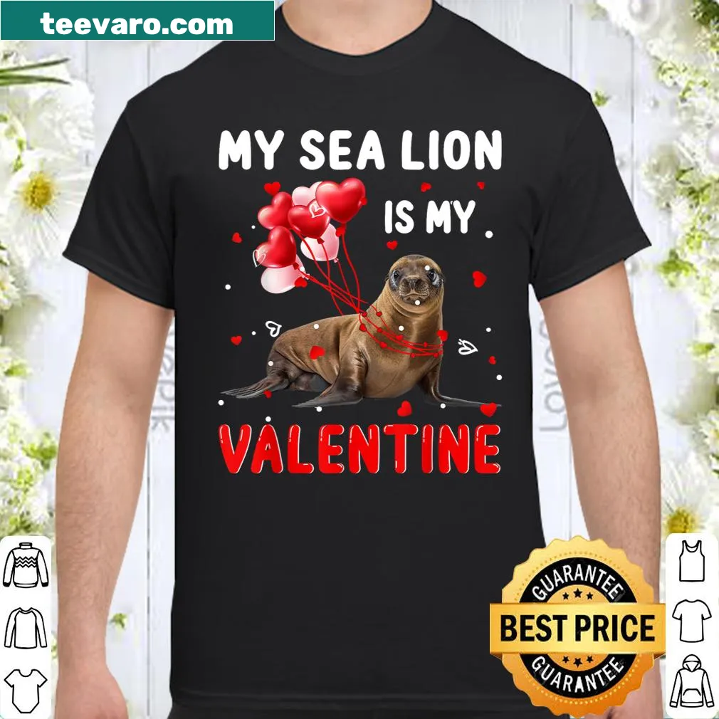 Cute sea lion graphic with hearts on a shirt
