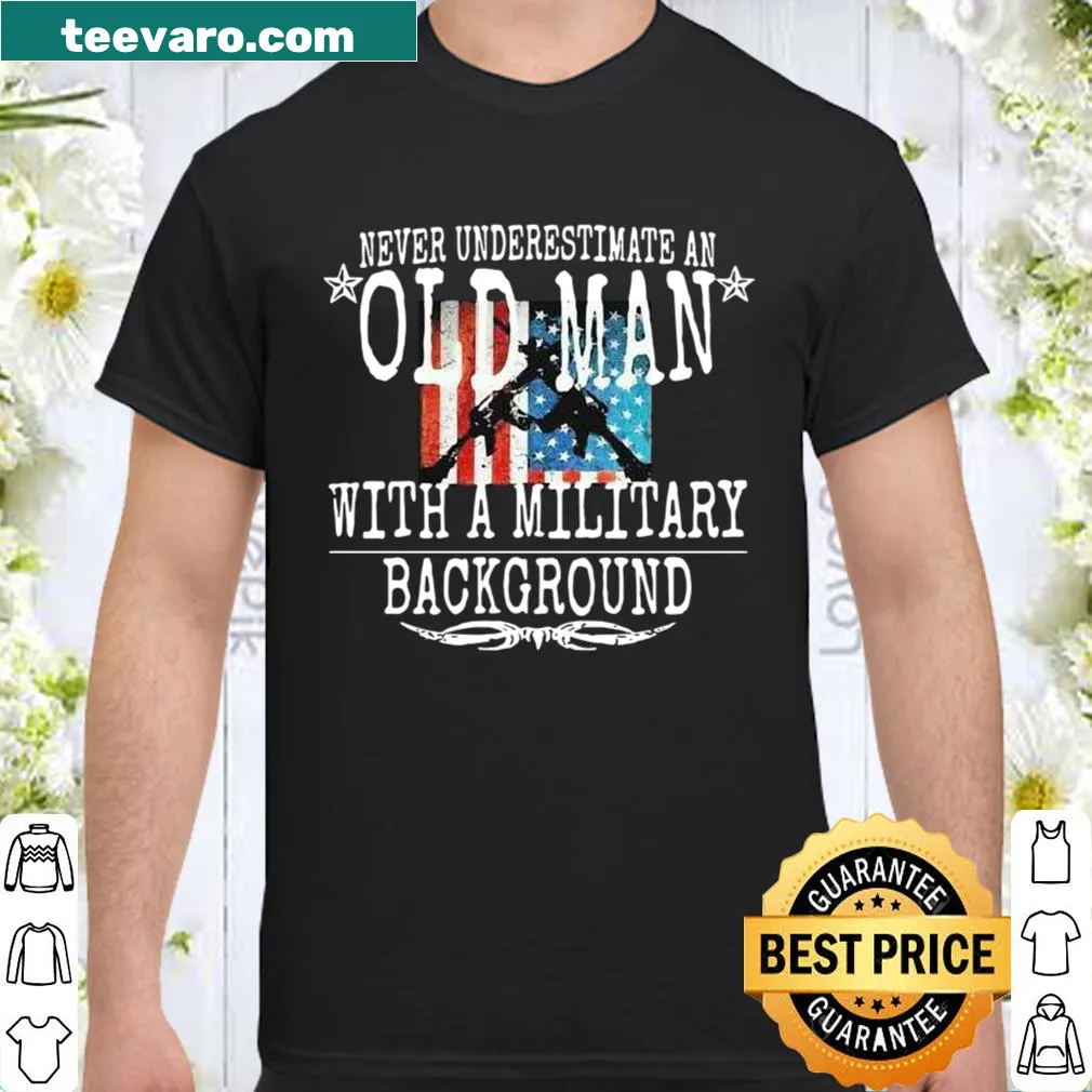 Patriotic shirt with military-themed text and American flag graphic