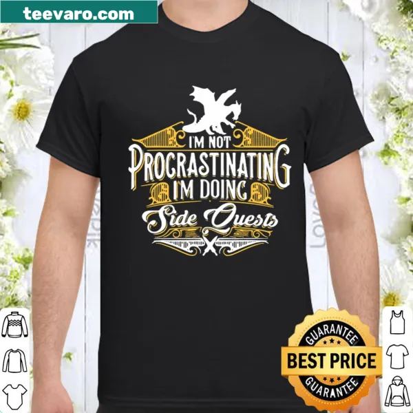 Funny RPG gamer t-shirt emphasizing side quests and dragons