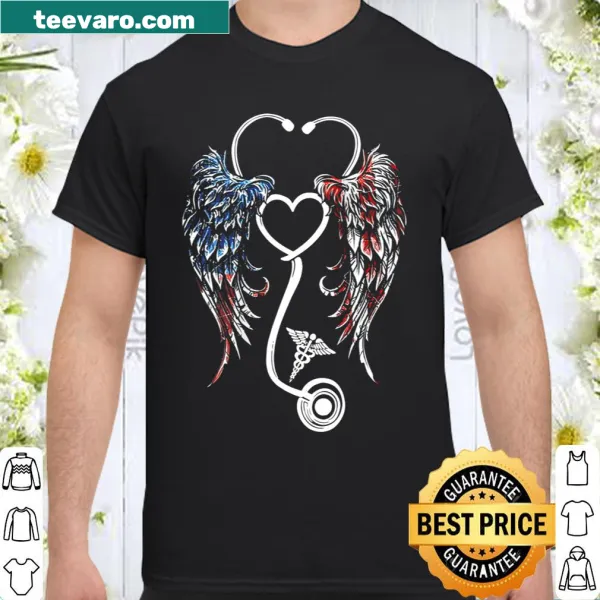 Nurse T-shirt featuring an American flag and wing illustration