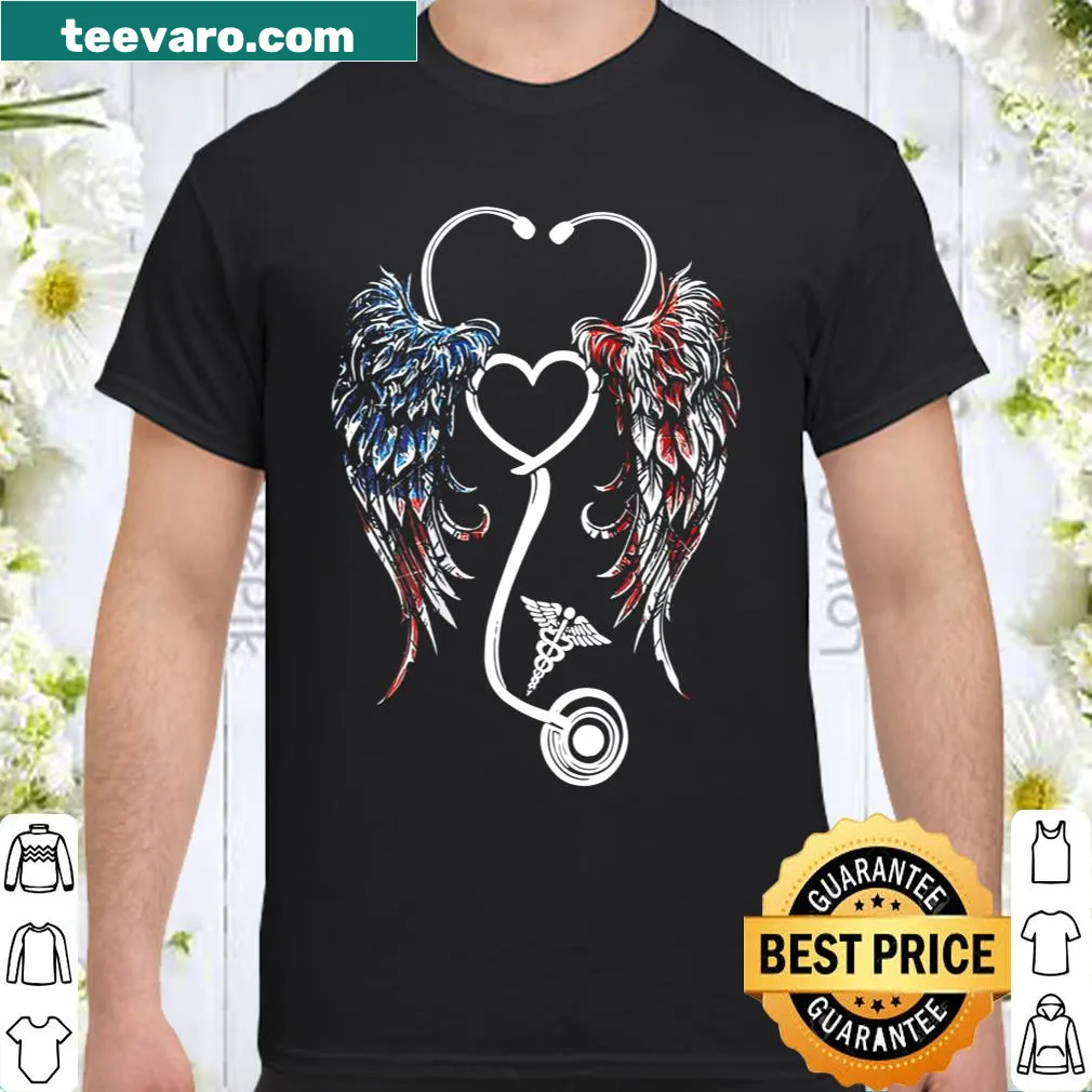 Nurse T-shirt featuring an American flag and wing illustration