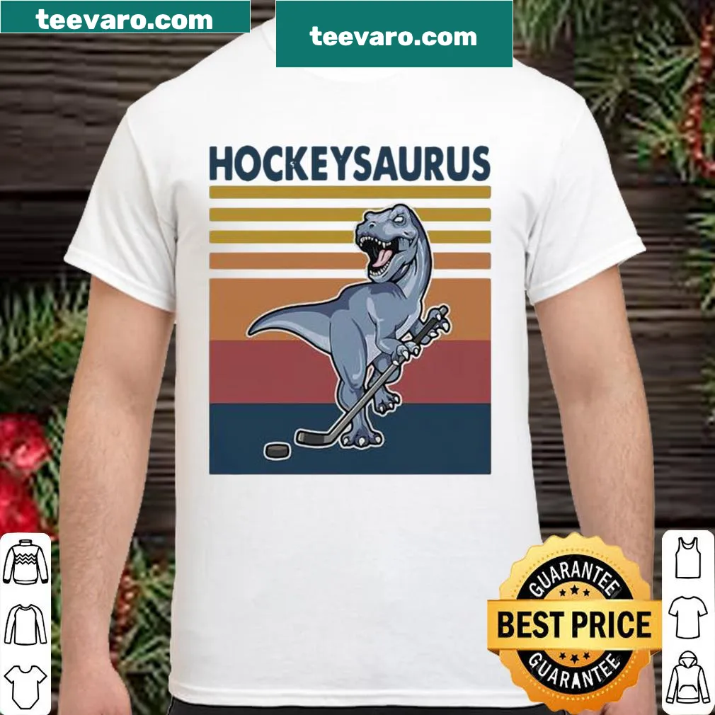 Vintage hockey shirt featuring a dinosaur design