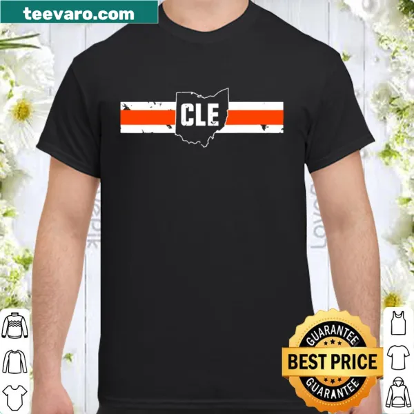 Vintage-style Cleveland football fan shirt with striped design