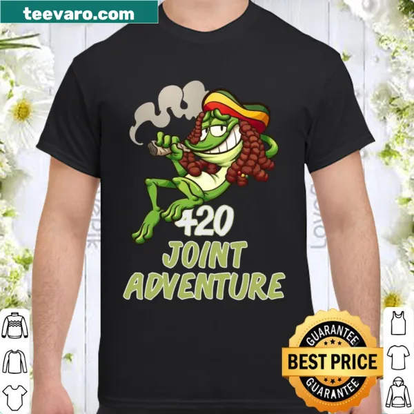 Cartoon shirt with a Rasta frog and 420 theme
