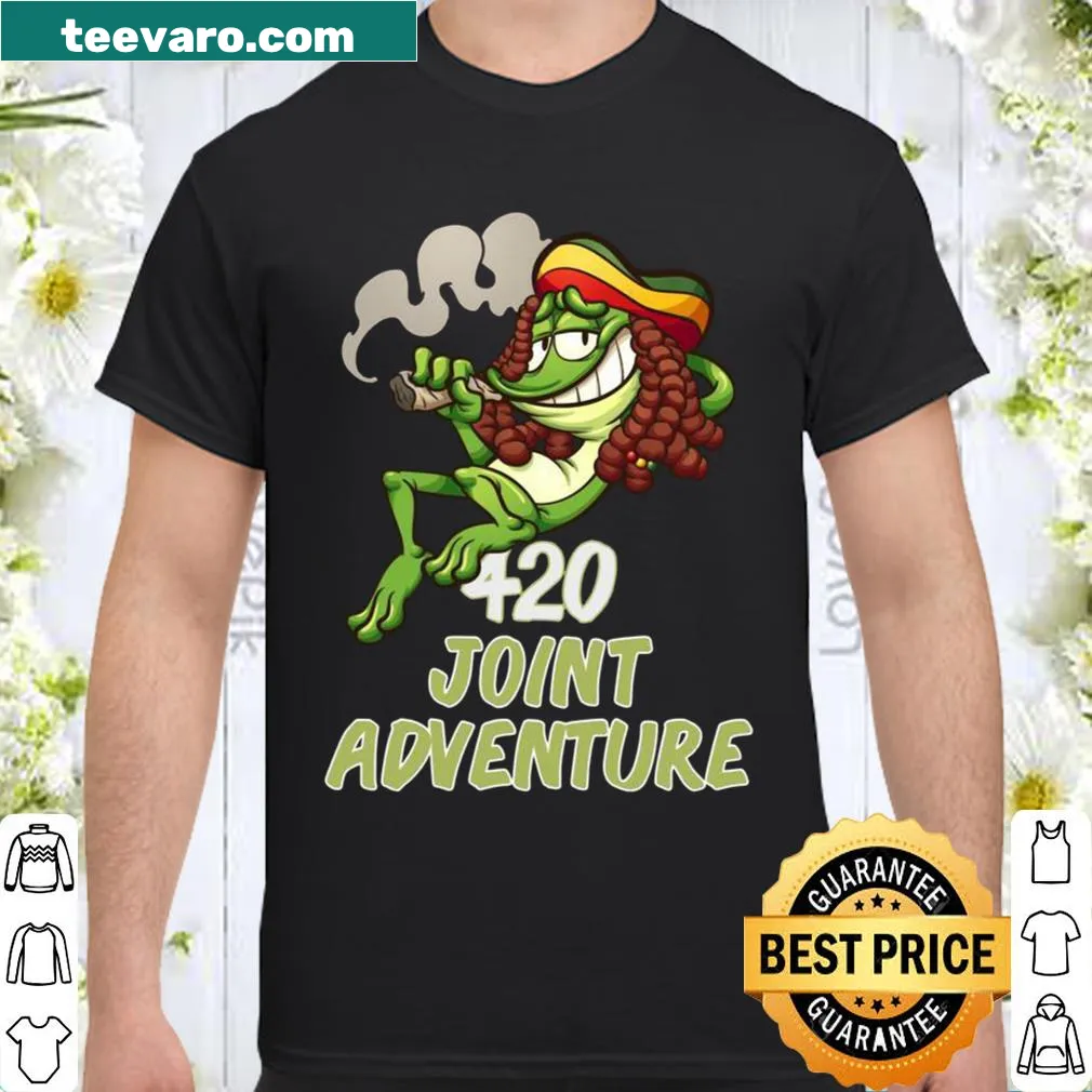 Cartoon shirt with a Rasta frog and 420 theme