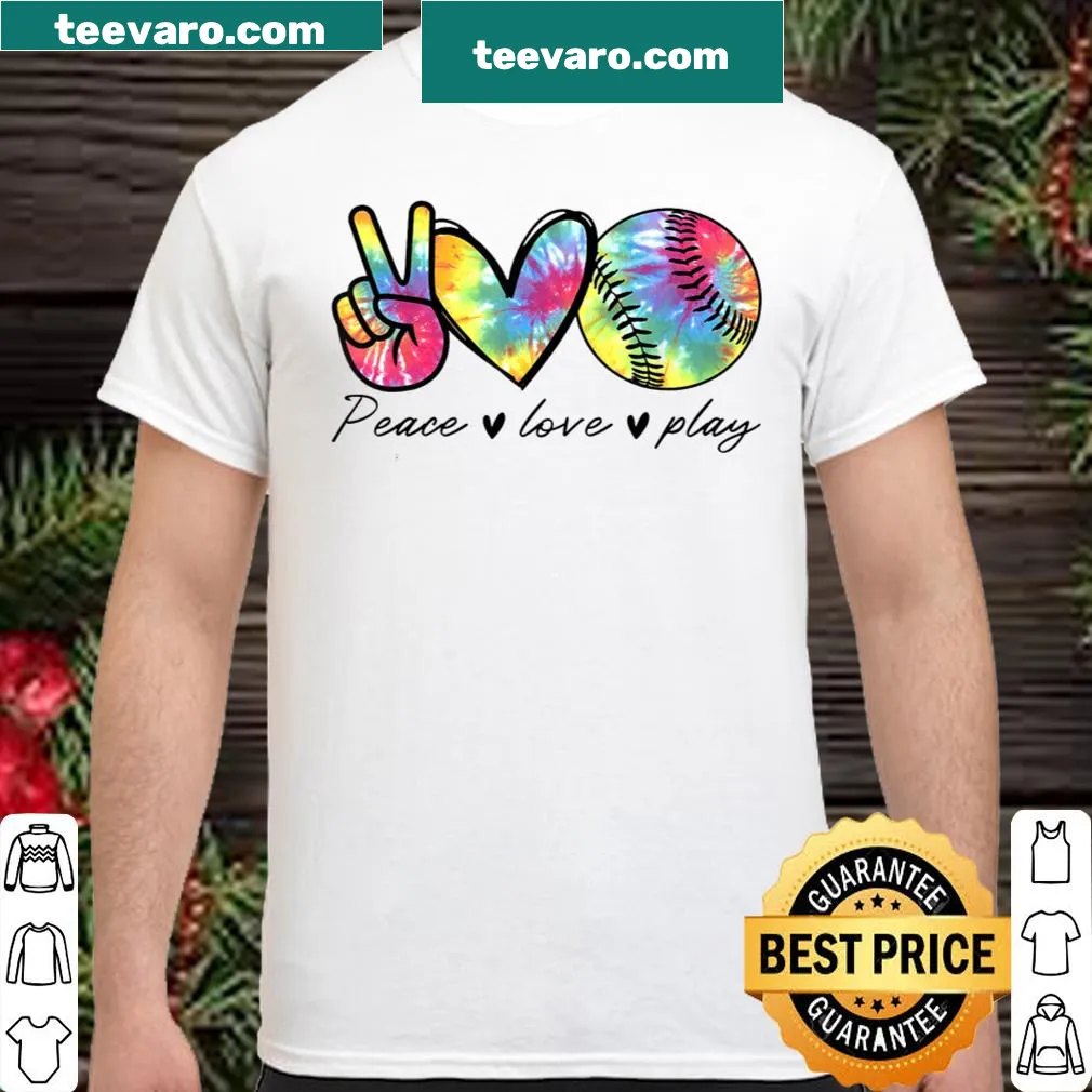 Cute softball-themed T-shirt with peace and love design