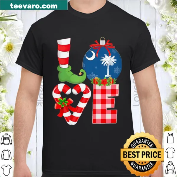 Christmas shirt with South Carolina state flag and elf illustration