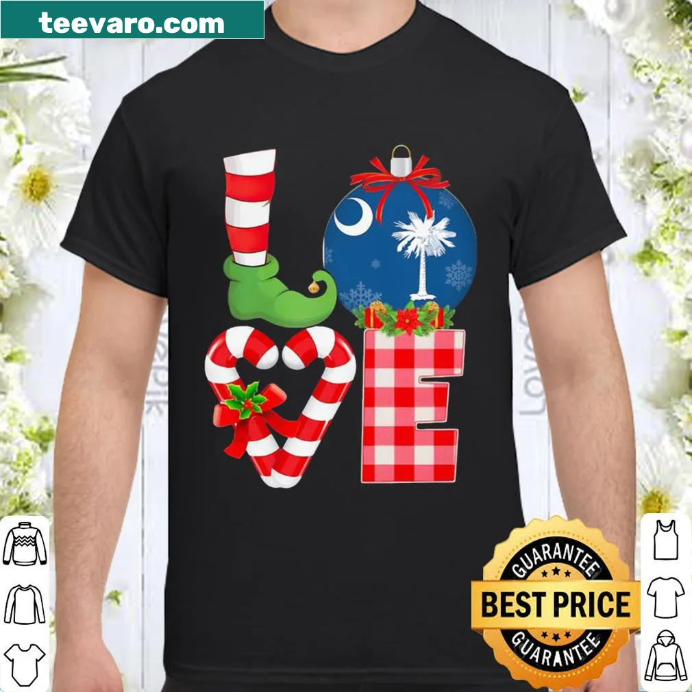 Christmas shirt with South Carolina state flag and elf illustration