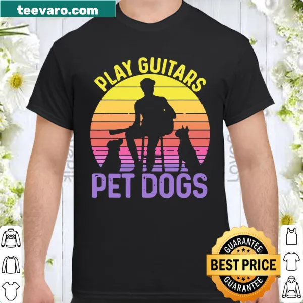 Vintage t-shirt featuring a guitar and a playful dog
