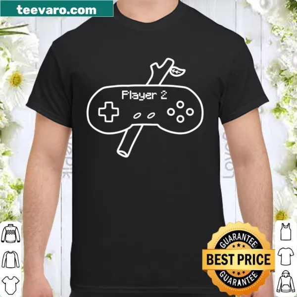 Gaming-themed shirt with 'Player 2' graphic and controller illustration