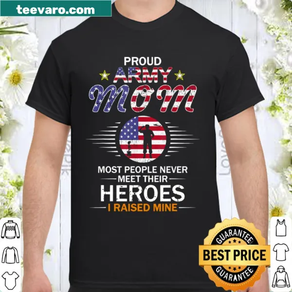Camouflage graphic tee for Army moms featuring 'I Raised My Heroes' text