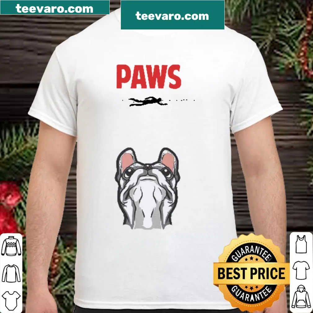 Shirt with an illustration of a pug and paws for dog lovers