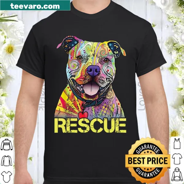 Colorful pitbull graphic promoting dog adoption