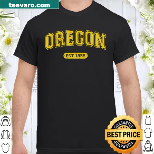 Distressed retro shirt with Oregon859 text