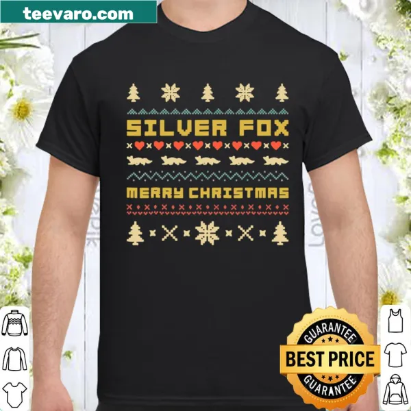 Vintage-style ugly Christmas shirt with a humorous silver fox graphic