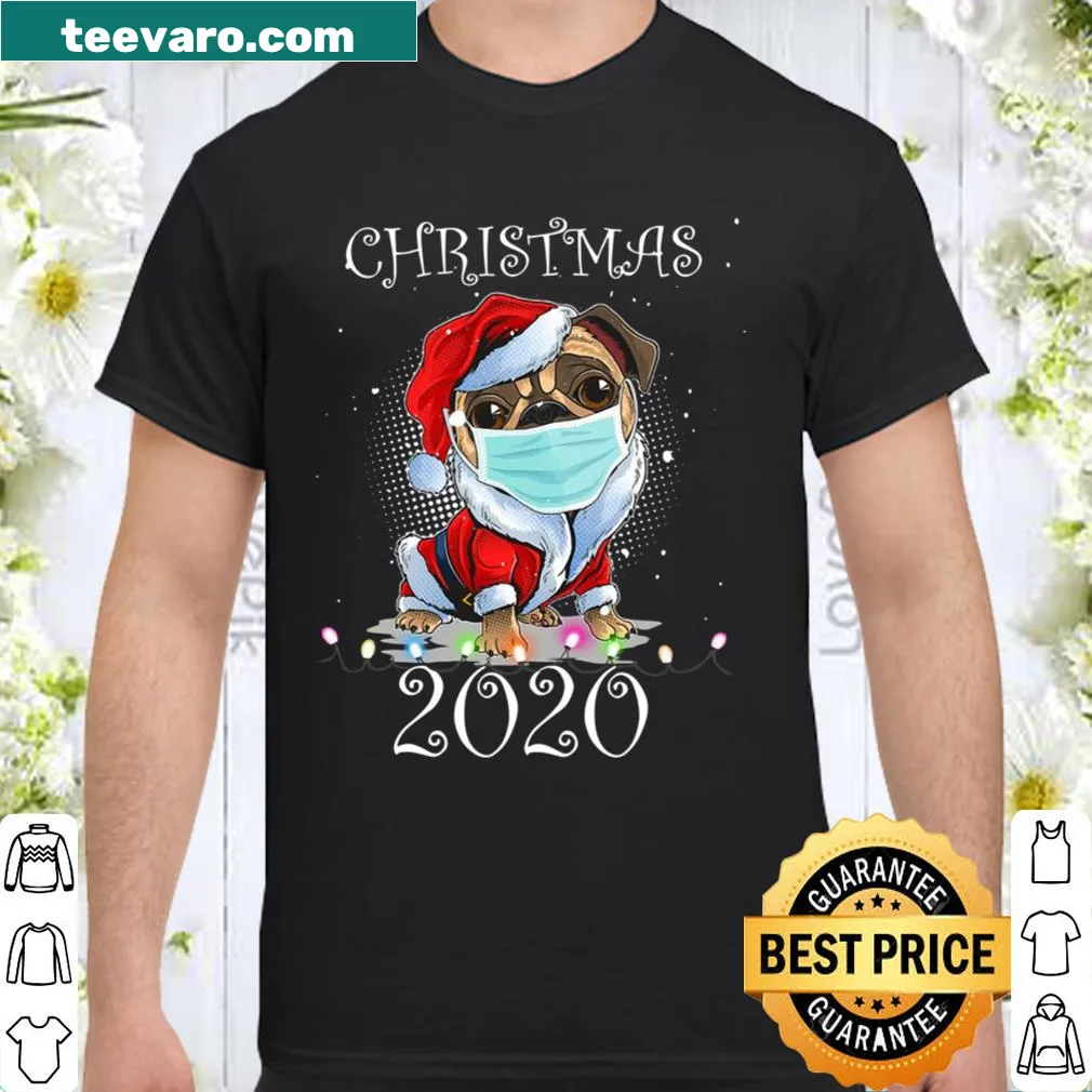 Cute Santa pug wearing a face mask for Christmas 2020 design
