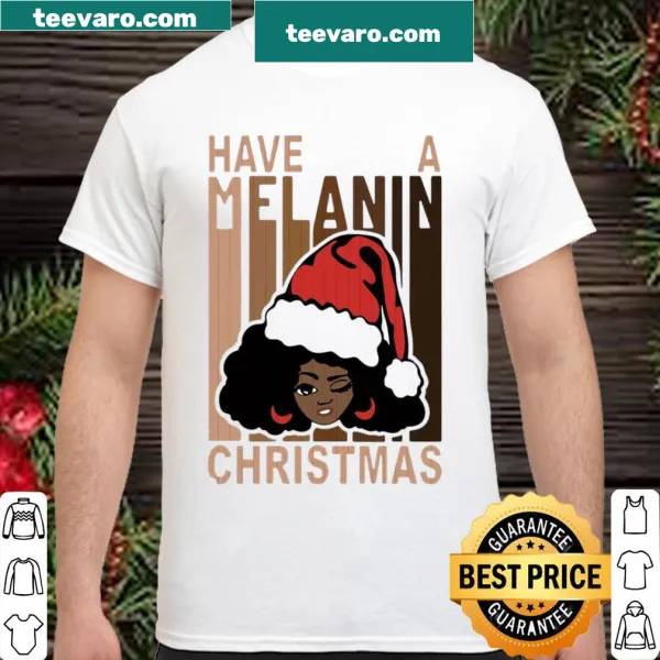 Festive Christmas shirt featuring Santa and a black girl